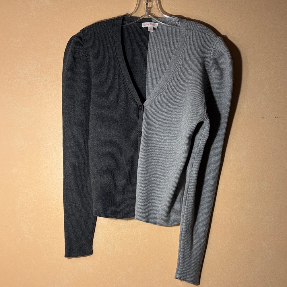 Riley & Rae Charcoal and Light Gray Knit Cardigan EUC